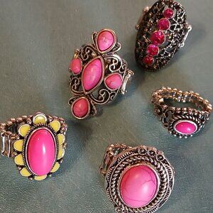 5 Pink Paparazzi Rings